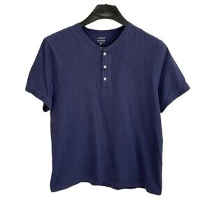 J. Crew Men’s Slub Cotton Short Sleeve Henley T-Shirt - Size L - Blue